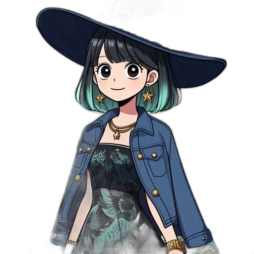 hat, dress, jacket, staff transparent PNG cut-out