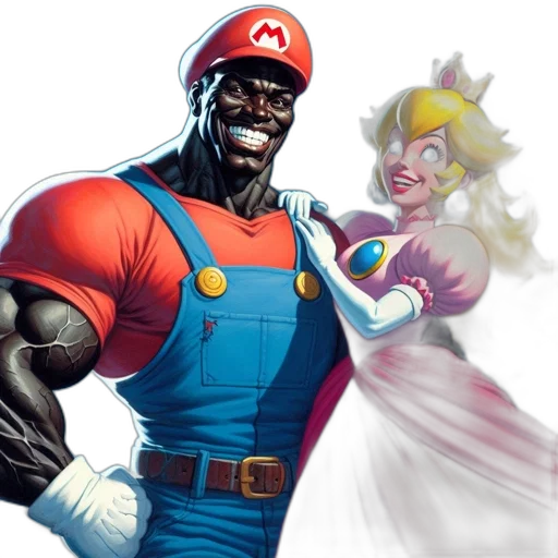 comic book art, concept art, mario, princess transparent PNG cut-out