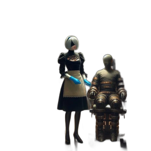 robot, dress, staff, weapon transparent PNG cut-out