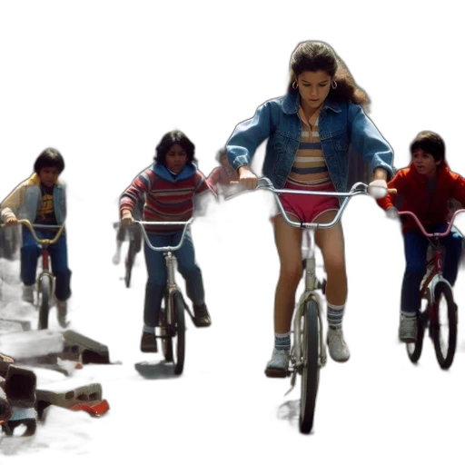 concept art, children, ride, bicycles transparent PNG cut-out