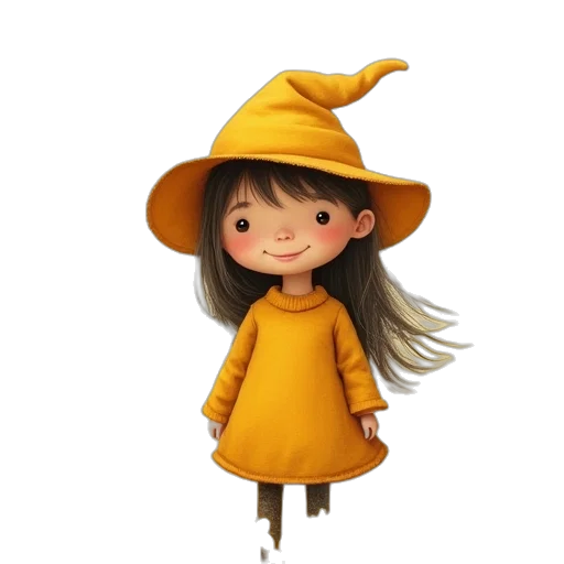 hat, dress, staff, creature transparent PNG cut-out