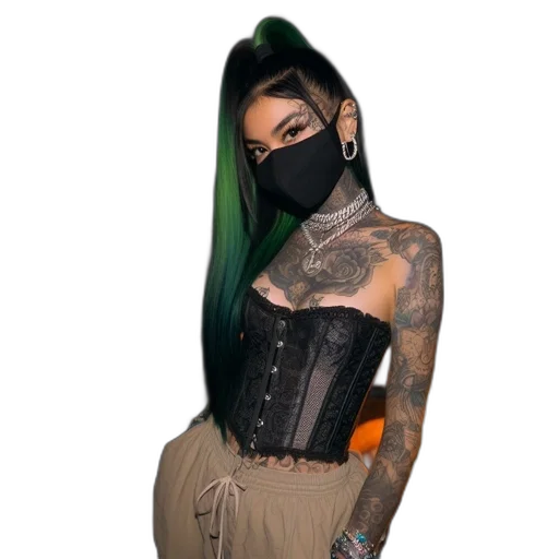 jacket, mask, dress, hair transparent PNG cut-out