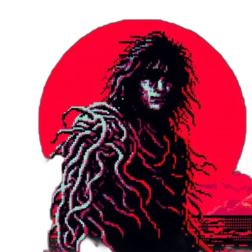 hair, jacket, creature, pixel art transparent PNG cut-out
