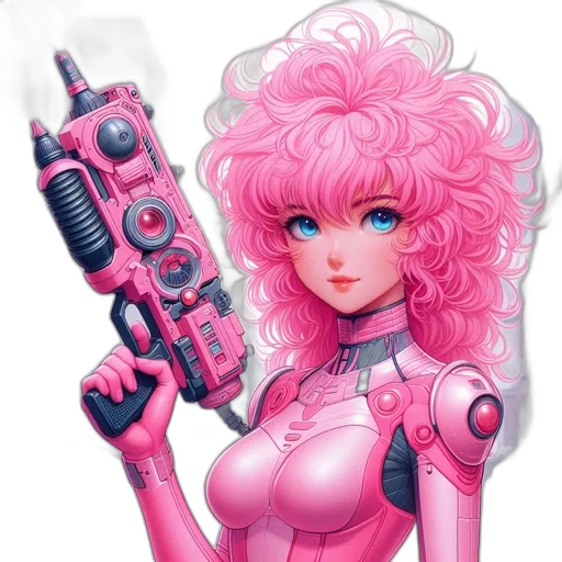 weapon, robot, staff, vaporwave transparent PNG cut-out