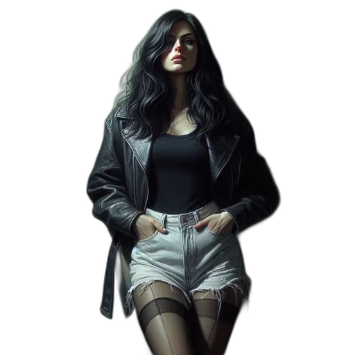 jacket, dress, face, concept art transparent PNG cut-out
