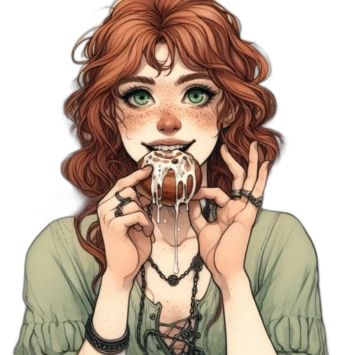 jewelry, face, comic book art, fantasy art transparent PNG cut-out
