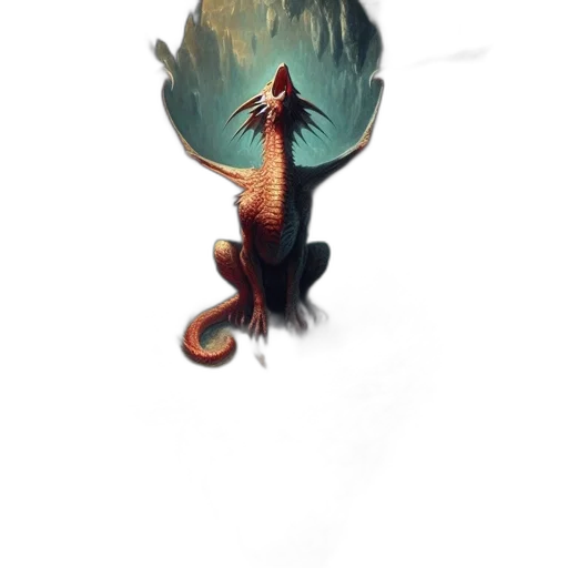 dragon, creature, staff, animal transparent PNG cut-out