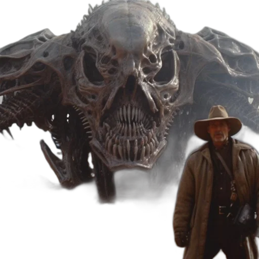 concept art, large, skeletal, creature transparent PNG cut-out