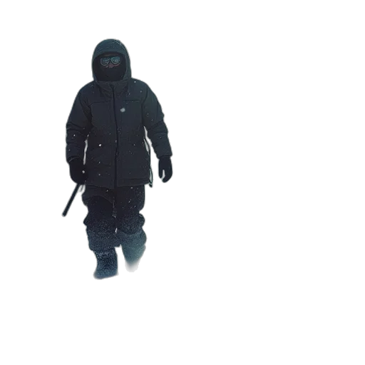 jacket, mask, creature, staff transparent PNG cut-out