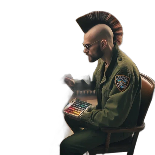 jacket, hair, staff, furniture transparent PNG cut-out