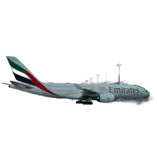 3d render, photorealistic, emirates, plane transparent PNG cut-out