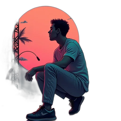 jacket, face, concept art, watercolor transparent PNG cut-out