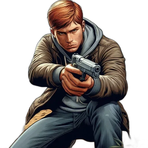 jacket, weapon, comic book art, concept art transparent PNG cut-out