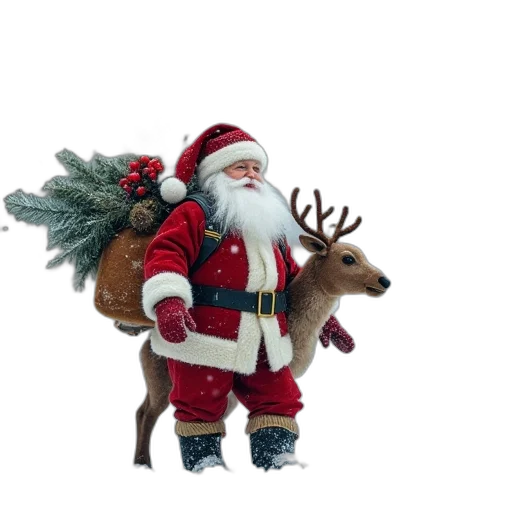 animal, 3d render, santa, clause transparent PNG cut-out