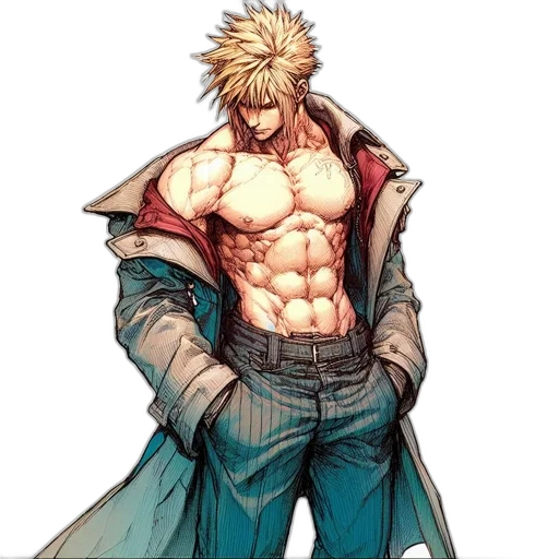 jacket, weapon, sword, comic book art transparent PNG cut-out