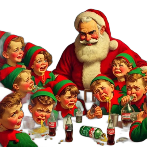 festive, scene, santa, elf transparent PNG cut-out