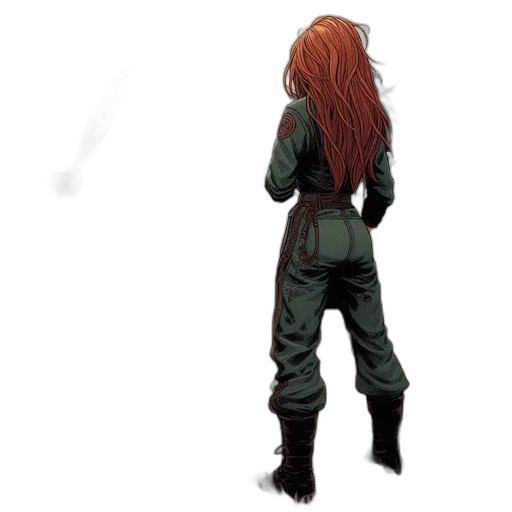 jacket, staff, hair, dress transparent PNG cut-out
