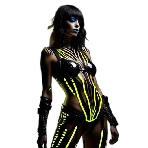 dress, staff, cyberpunk, concept art transparent PNG cut-out
