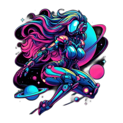 dress, robot, creature, hair transparent PNG cut-out