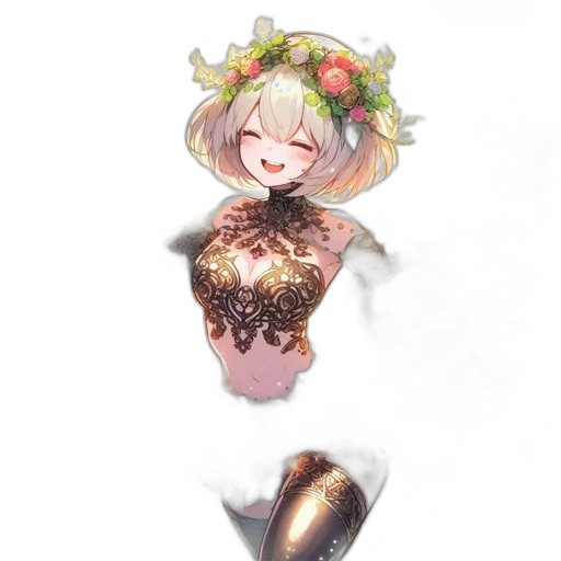 dress, crown, staff, flower transparent PNG cut-out