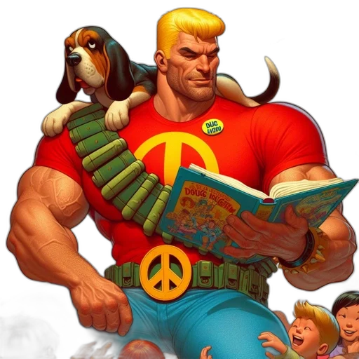 comic book art, concept art, muscular, man transparent PNG cut-out