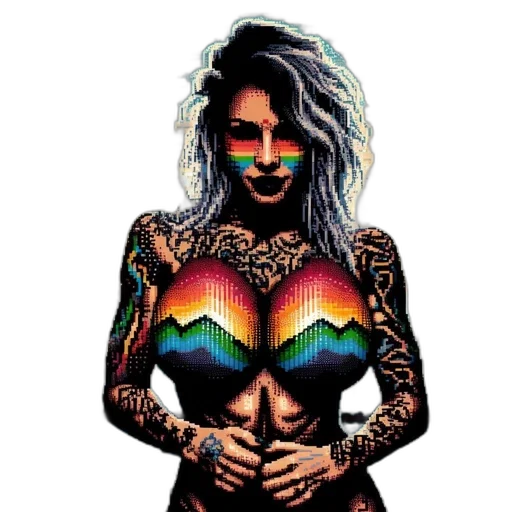 dress, cyberpunk, pixel art, comic book art transparent PNG cut-out