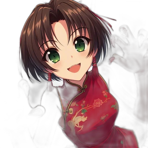 face, dress, staff, weapon transparent PNG cut-out