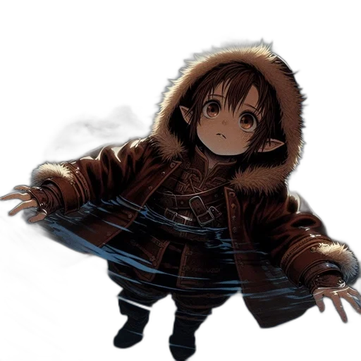 jacket, creature, umbrella, staff transparent PNG cut-out