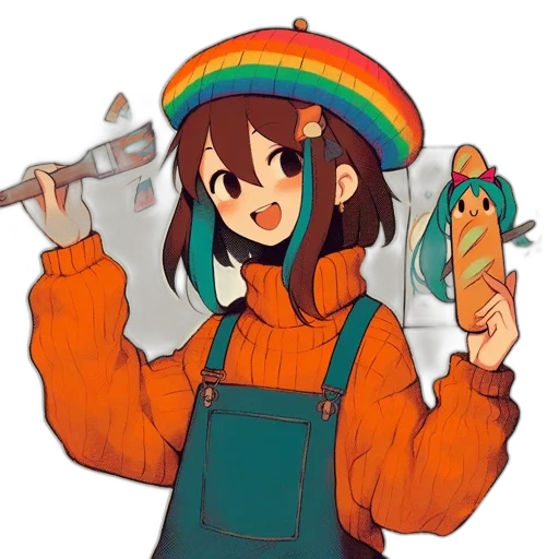 staff, weapon, jacket, hat transparent PNG cut-out