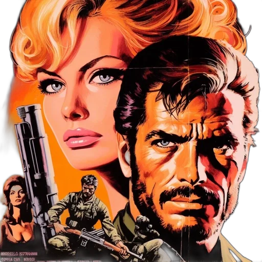 comic book art, fire, vintage, movie transparent PNG cut-out