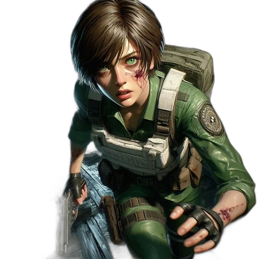 weapon, jacket, face, concept art transparent PNG cut-out