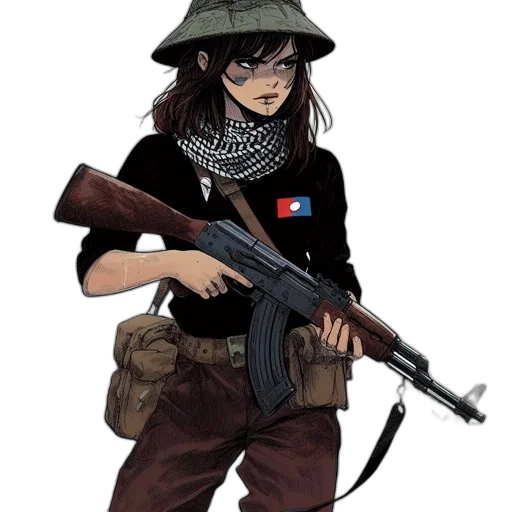 weapon, staff, jacket, hat transparent PNG cut-out