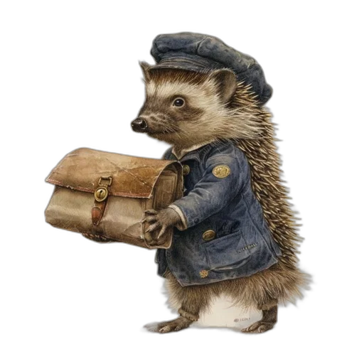 animal, jacket, hat, staff transparent PNG cut-out