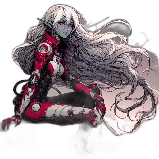 robot, hair, weapon, creature transparent PNG cut-out