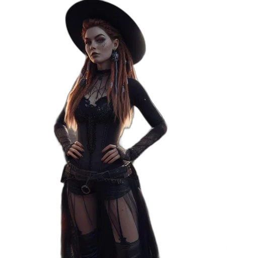 dress, staff, hat, concept art transparent PNG cut-out