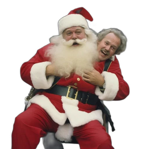 santa, claus-costumed, man, holds transparent PNG cut-out