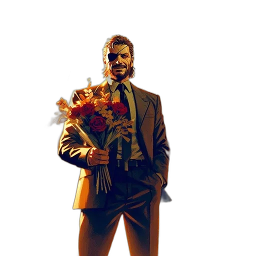 jacket, face, staff, flower transparent PNG cut-out
