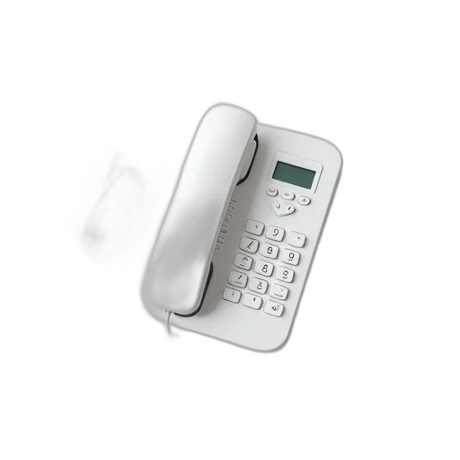 white, cordless, phone, sleek transparent PNG cut-out