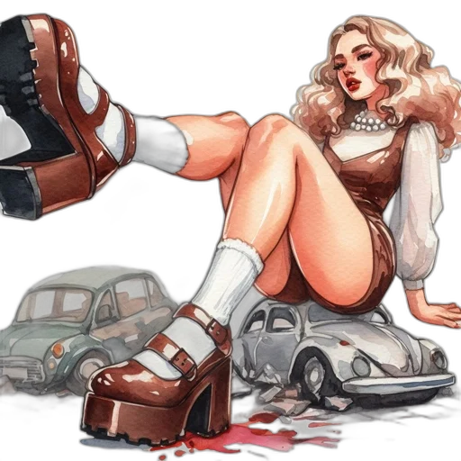 shoes, car, dress, comic book art transparent PNG cut-out