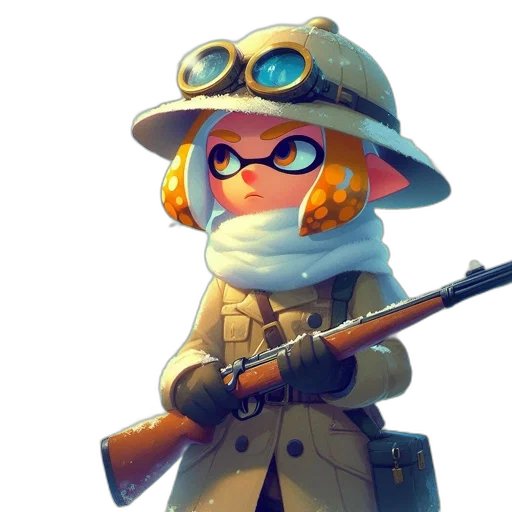weapon, staff, jacket, hat transparent PNG cut-out