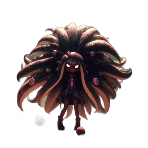 creature, hair, mask, staff transparent PNG cut-out