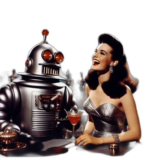 robot, outer space, woman, dark transparent PNG cut-out
