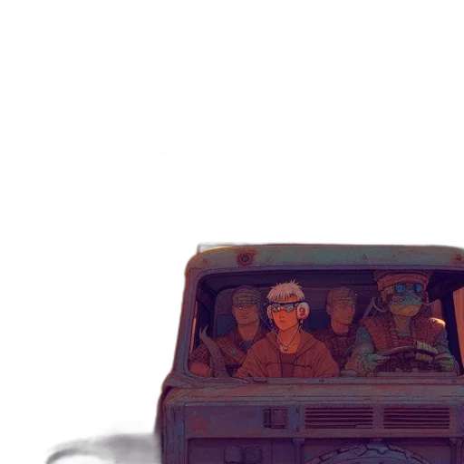 car, hat, jacket, face transparent PNG cut-out