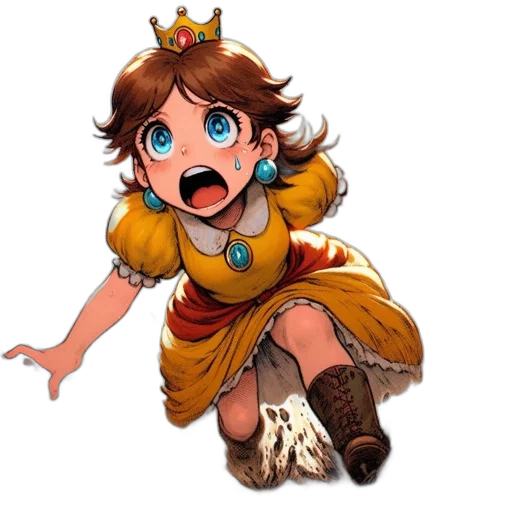 crown, dress, staff, pixel art transparent PNG cut-out