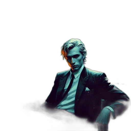 jacket, face, creature, staff transparent PNG cut-out