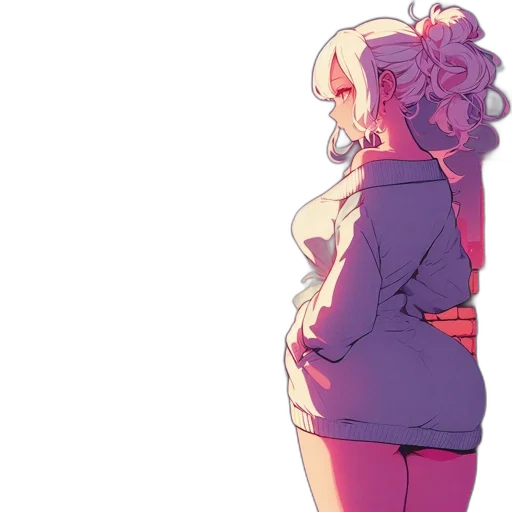 jacket, dress, staff, creature transparent PNG cut-out