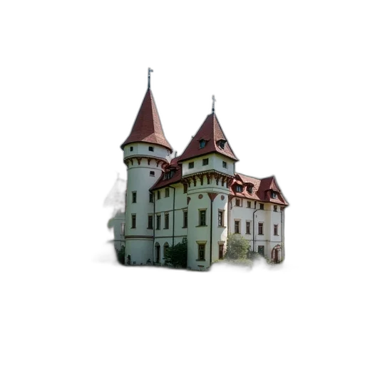 building, crown, staff, 3d render transparent PNG cut-out