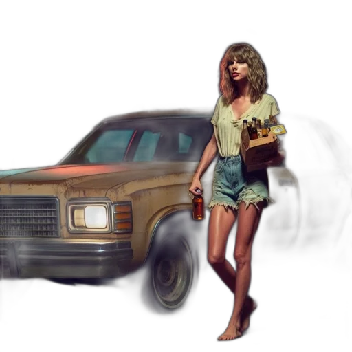 car, dress, concept art, photorealistic transparent PNG cut-out