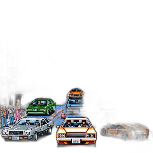 car, concept art, pixel art, 3d render transparent PNG cut-out