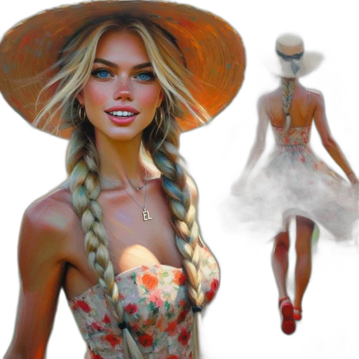 dress, hat, jewelry, photorealistic transparent PNG cut-out